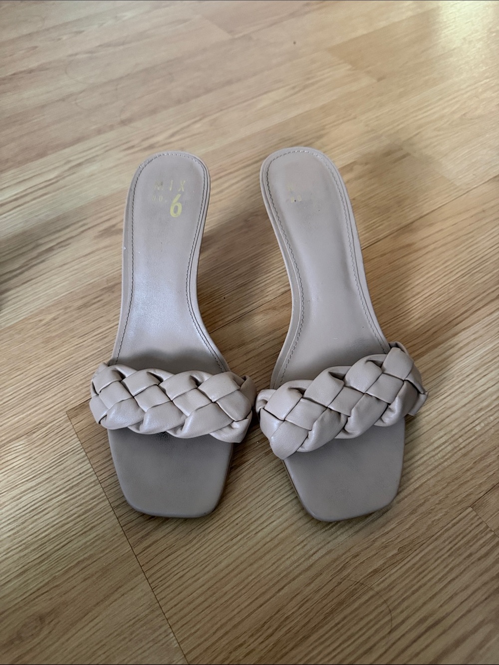 Braided Slide Heels in Beige - Women Shoes